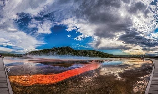 Colorful Grand Prismatic Spring, a stunning geothermal feature in Yellowstone National Park