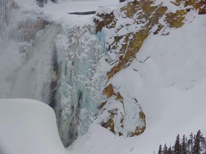 Frozen waterfall at the Grand Canyon of the Yellowstone